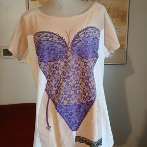 Vintage Cotton Sleep Shirt Lingerie Purple Fun2Wear Fantasies From La Imprint